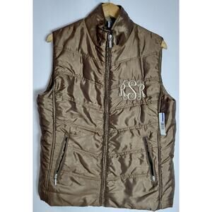 NWT New Directions Weekend Brown Quilted Vest Solid Sleeveless Women Size XL